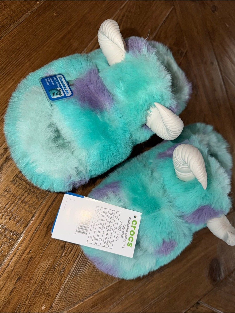 NWT Crocs Monsters Inc Sulley Cozy Sandals Furry Slides Men 4 Women 6 Horns